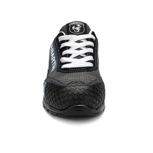 ABARTH Sneaker schwarz mit blauen Einsätzen und weißer Schnürung – sportlicher Schuh mit verstärkter Vorderkappe.