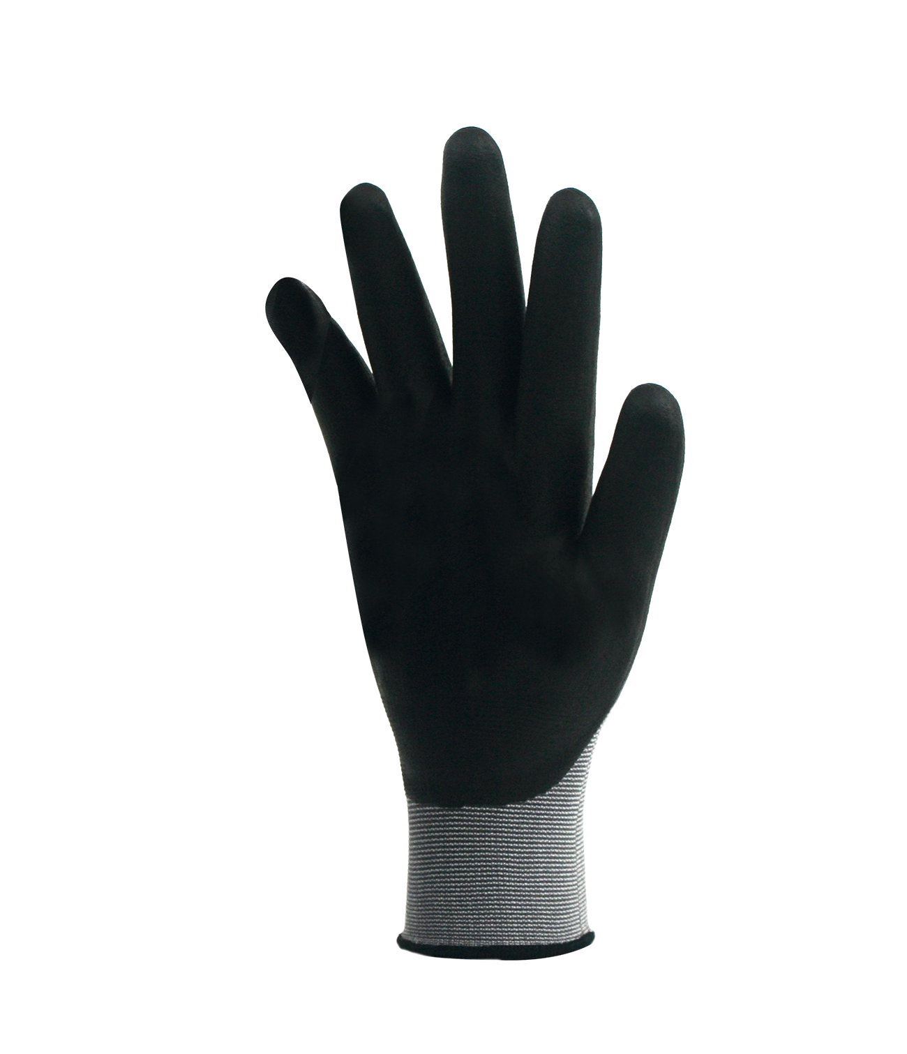 Schwarzer NF Arbeitsschuhhandschuh Größe XXL mit belüfteter Nitrilschaumbeschichtung auf der Handfläche und Lycra-Nylonfutter.