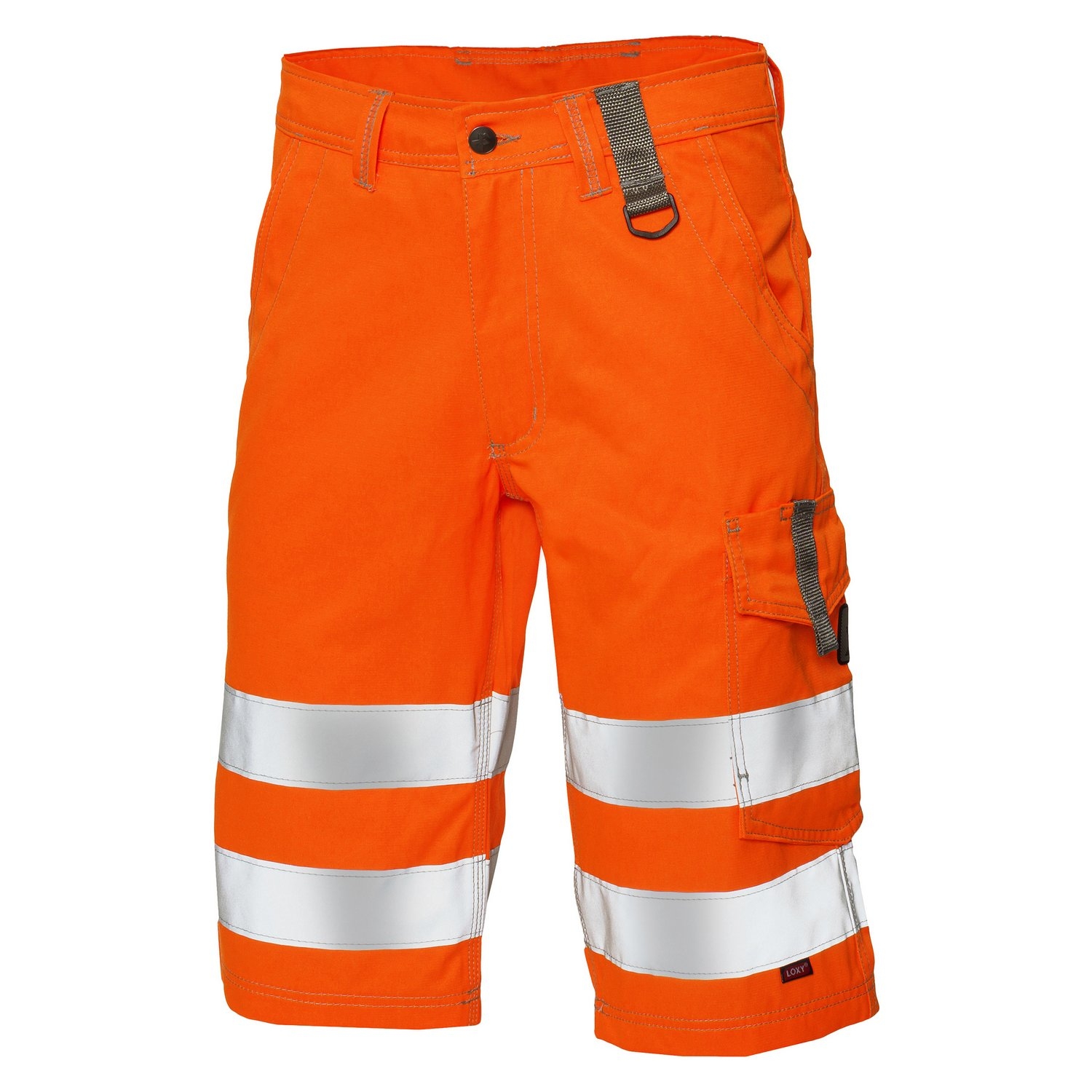 EXCESS Warnschutz-Bermuda orange mit Reflexstreifen, kurze Arbeitshose für Sommer, Bau und Handwerk.